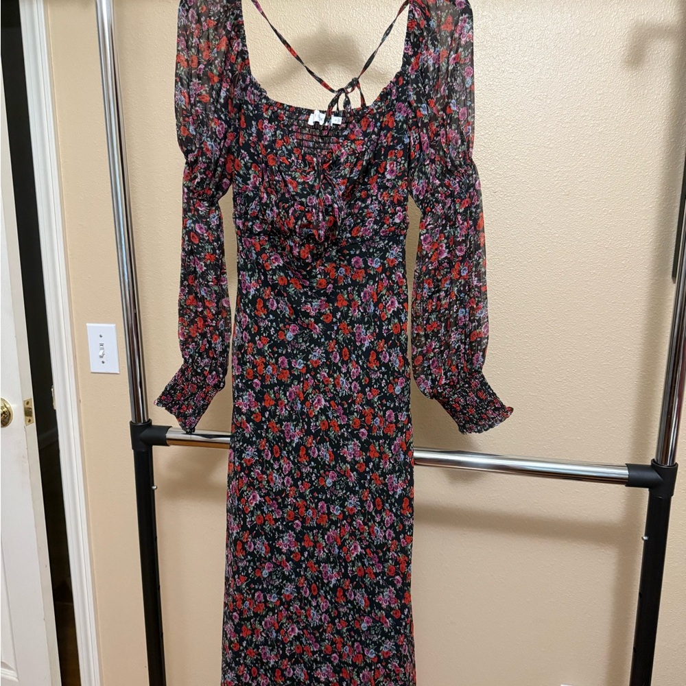 Chic Long Sleeve Floral Dress